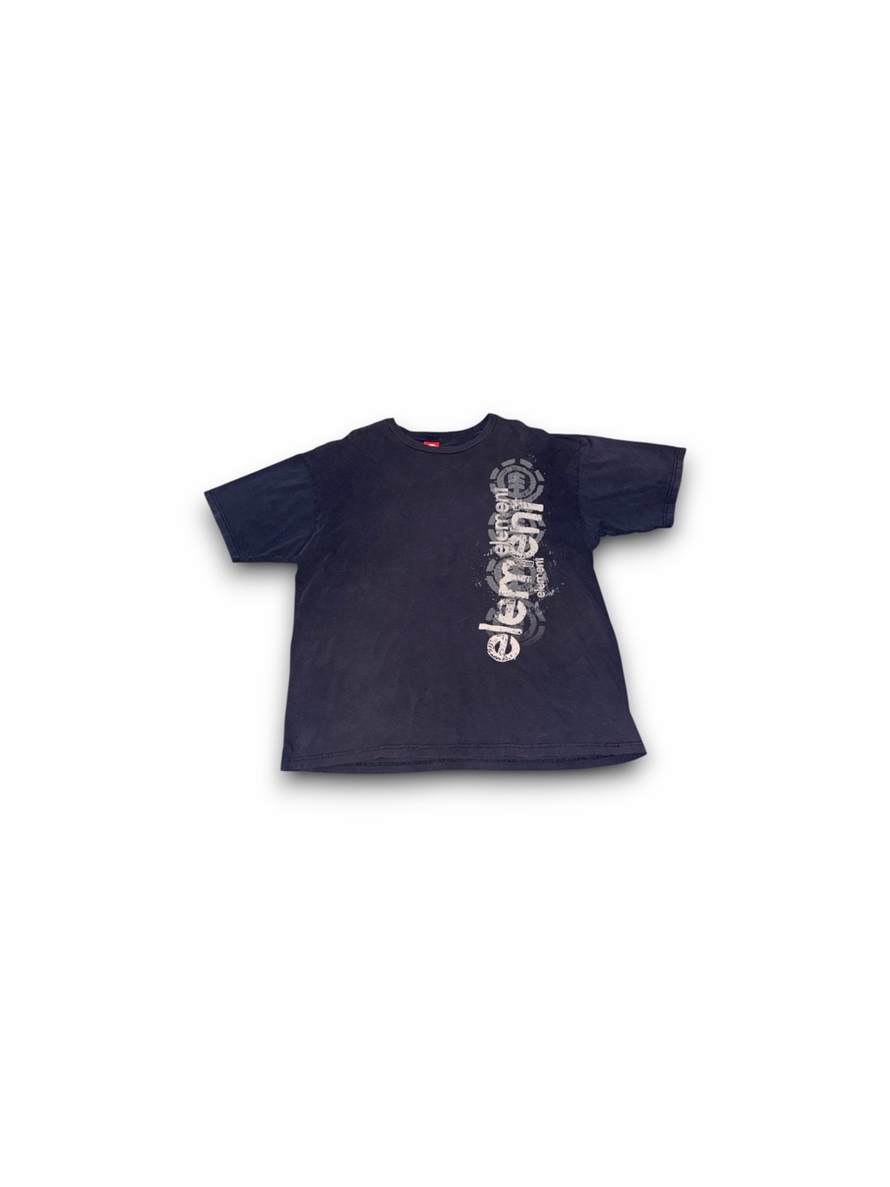 Vintage y2k element skateboards side script logo t-shirt navy blue mens XL